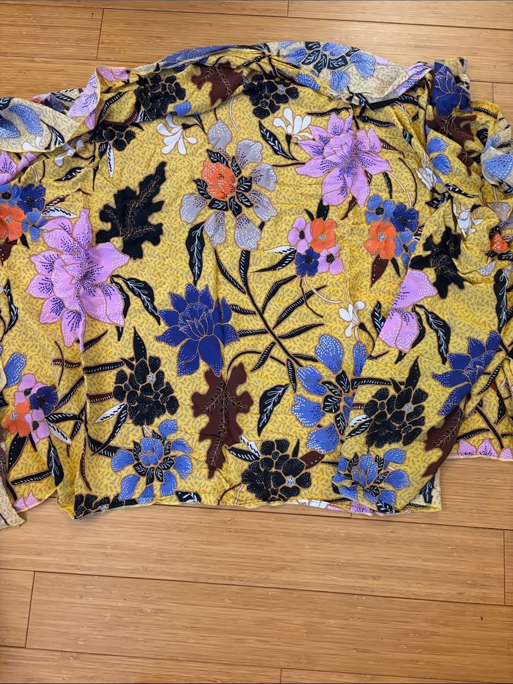 Free People Yellow Floral Circle Skirt with Multicolor Blooms scarf